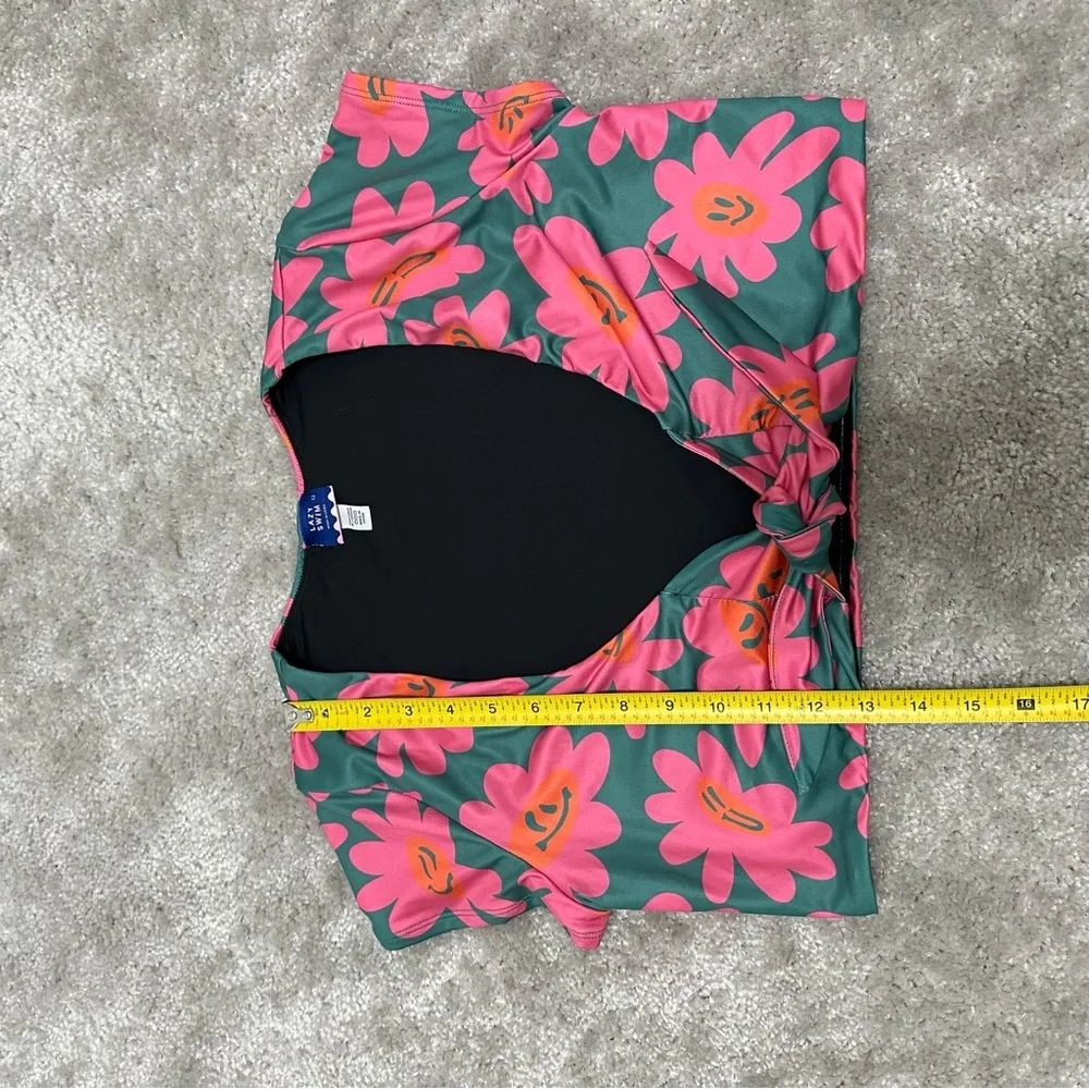 Lazy Oaf UK Brand Warped Flower Face Bikini Top Lazy Swim Wrap Top Women's 8 USA - Picture 10 of 11
